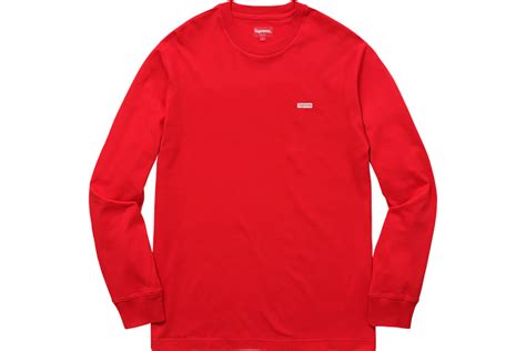 supreme metallic box logo l s tee red|Shirts .